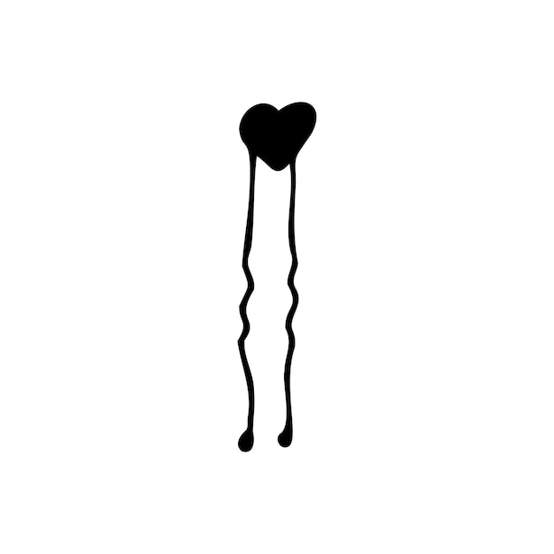 Hand drawn hairpin with a heart isolated on a white background