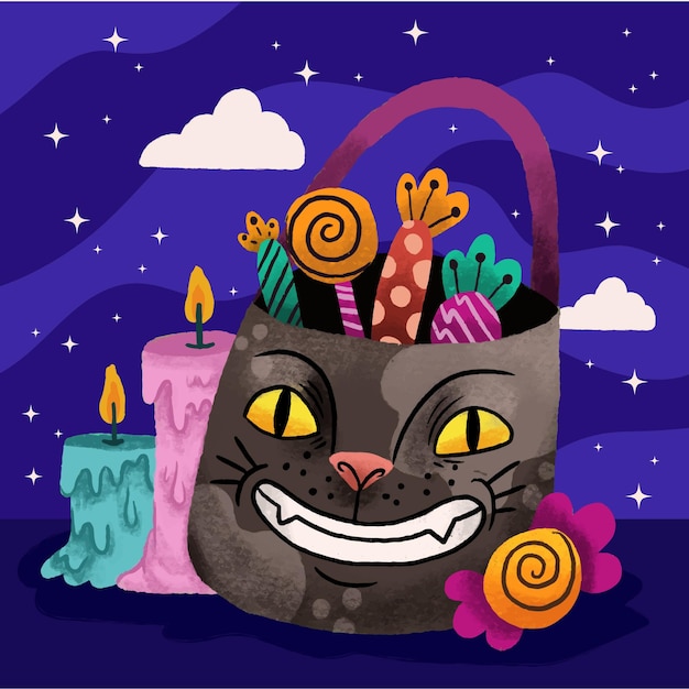 Hand drawn halloween bag illustration