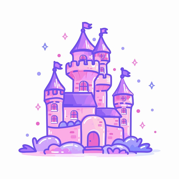 Hand Drawn halloween castle in flat style