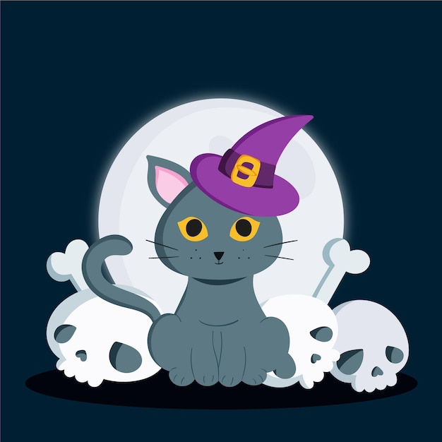 Hand drawn halloween cat