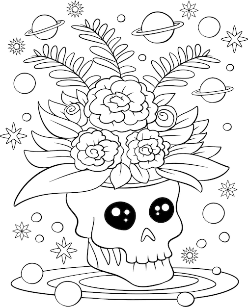 Hand drawn halloween coloring page illustration