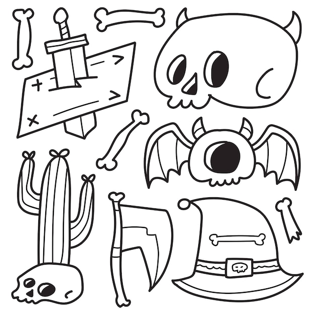 hand drawn halloween doodle cartoon coloring design