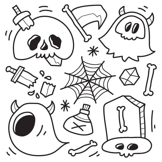 hand drawn halloween doodle cartoon coloring design