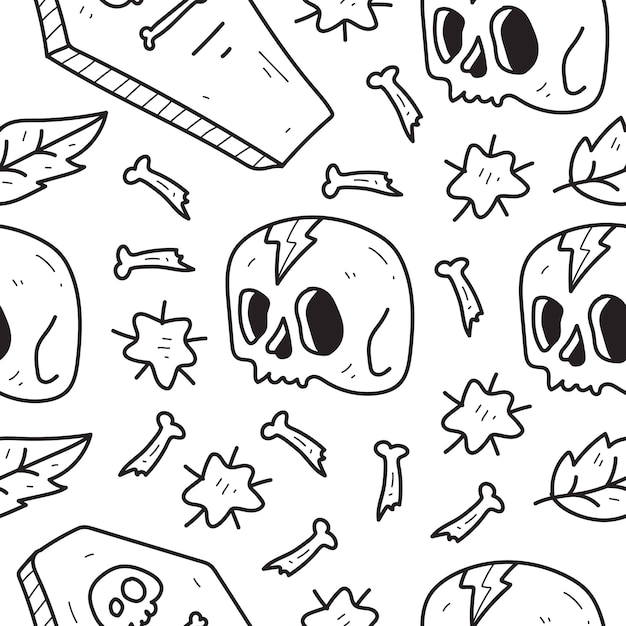 hand drawn halloween doodle cartoon pattern design