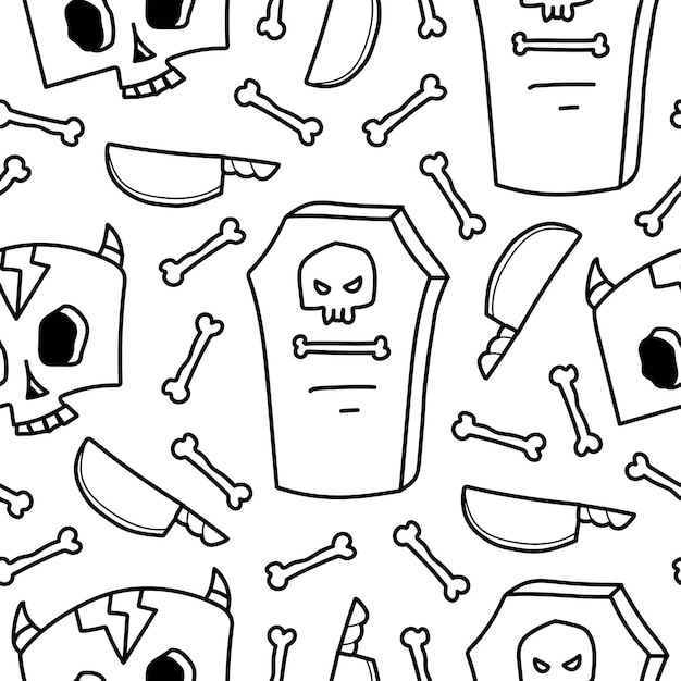 hand drawn halloween doodle cartoon pattern design