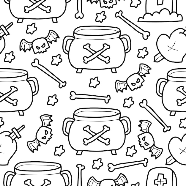 hand drawn halloween doodle cartoon pattern design