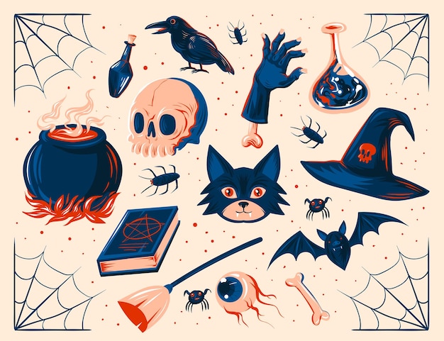 hand drawn halloween element collection