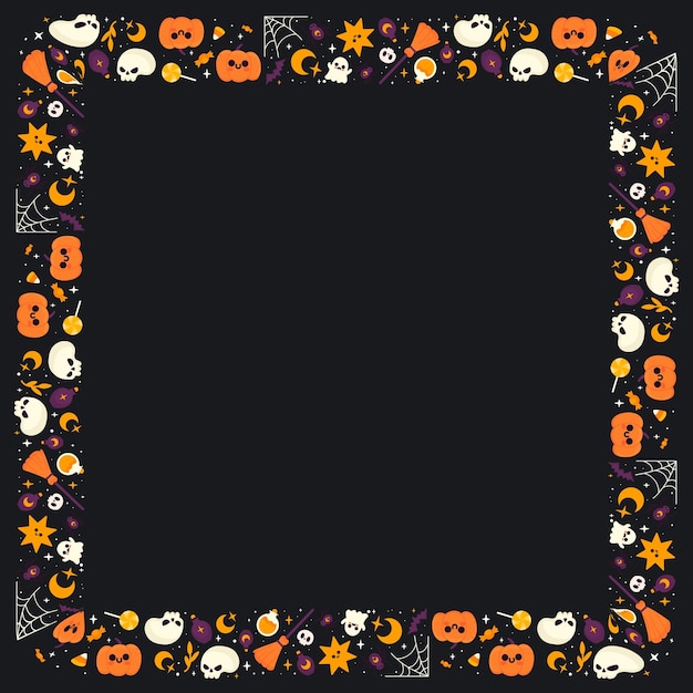 Vector hand drawn halloween frame template design