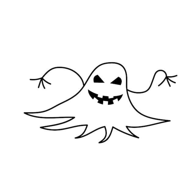 Hand drawn Halloween ghost doodle icon Vector sketch illustration