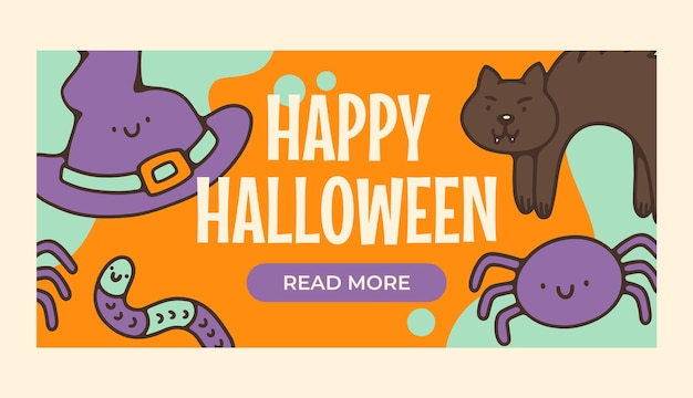 Hand drawn halloween horizontal banner template