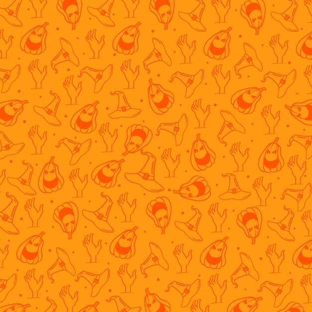 Hand Drawn Halloween Pattern Background