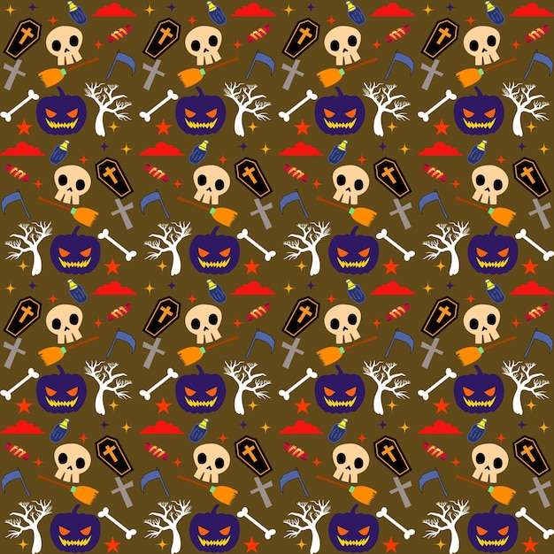 Hand drawn halloween pattern design With halloween Background