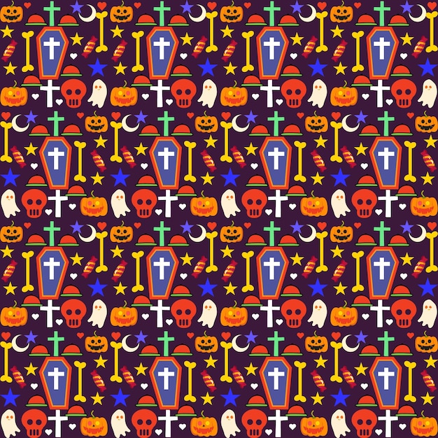 Hand drawn halloween pattern design With halloween Background