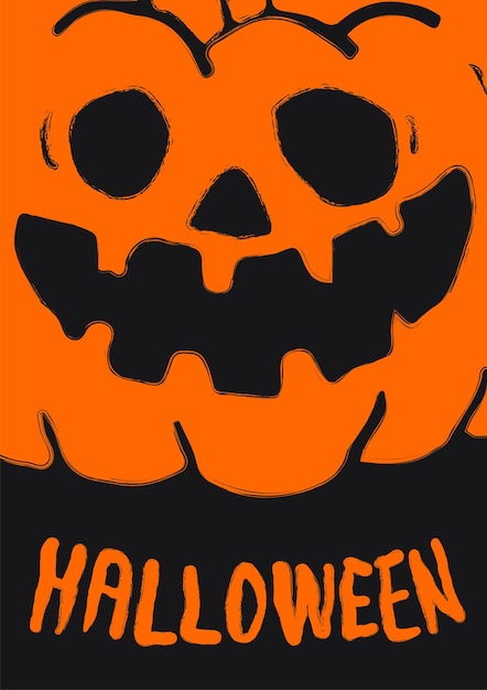 Hand drawn of Halloween poster of Jack O'Lantern.