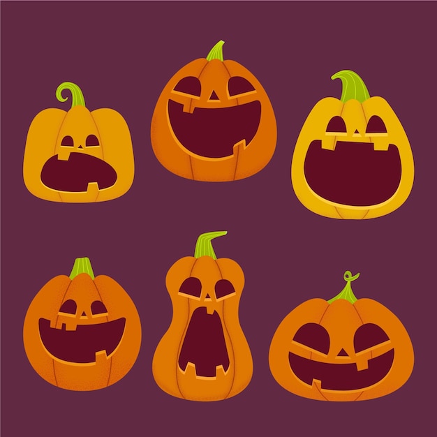 Hand drawn halloween pumpkin collection