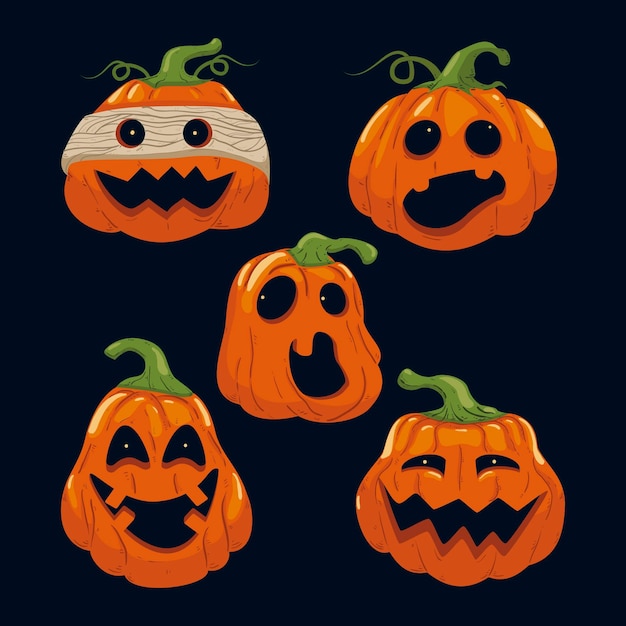 Hand drawn halloween pumpkin collection