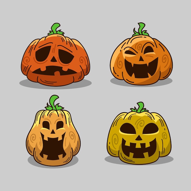 Hand drawn halloween pumpkin collection