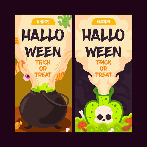 Hand drawn Halloween sale vertical banner in flat style