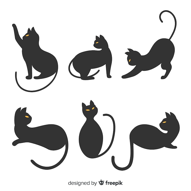 Hand drawn halloween silhouette of the cat