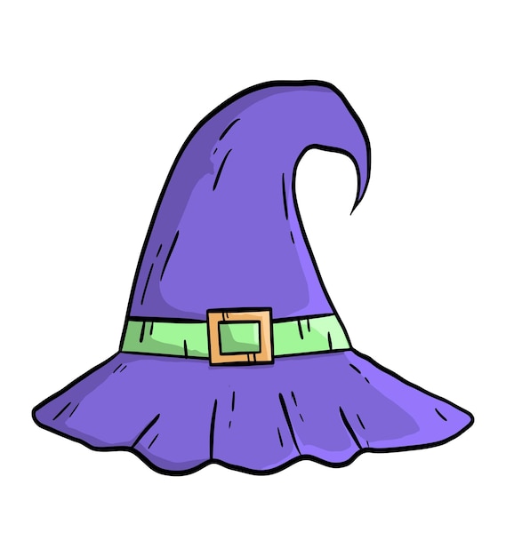 Hand drawn halloween witch hat doodle vector illustration