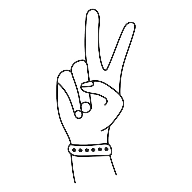 Hand drawn hand gesture peace