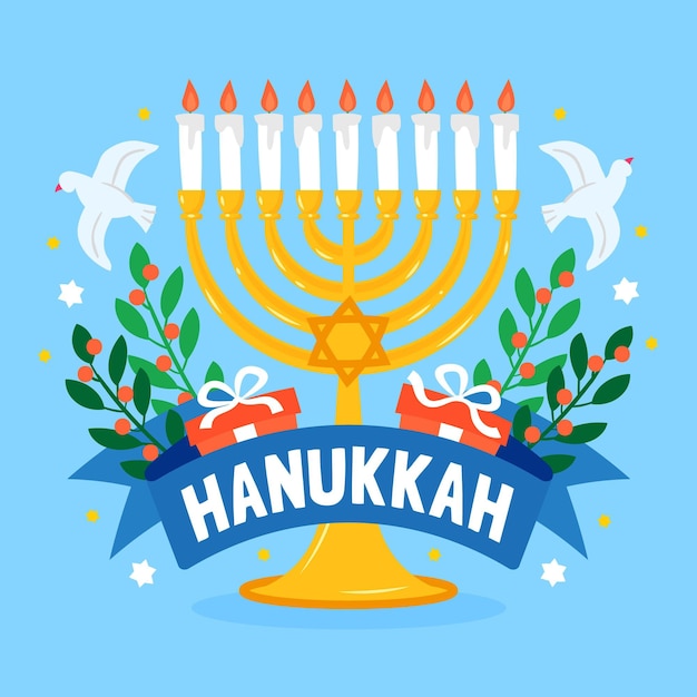 Hand drawn hanukkah concept