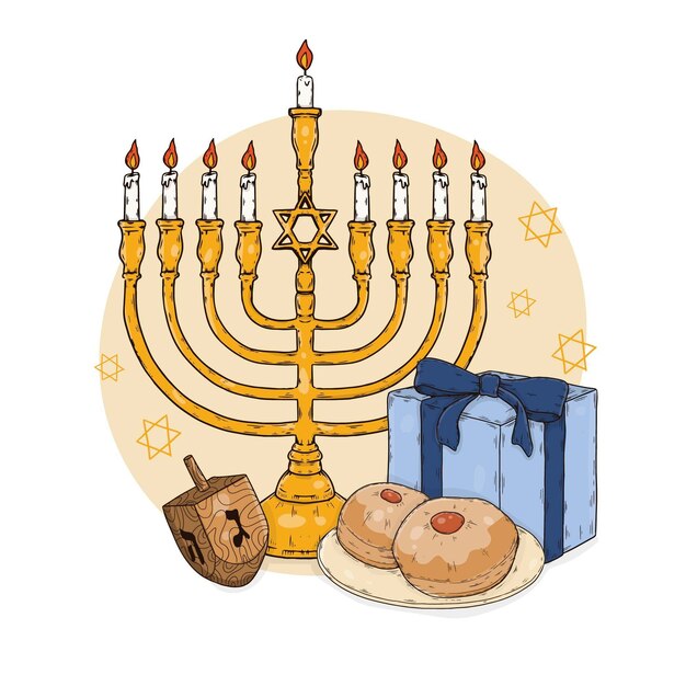 Vector hand drawn hanukkah illustration