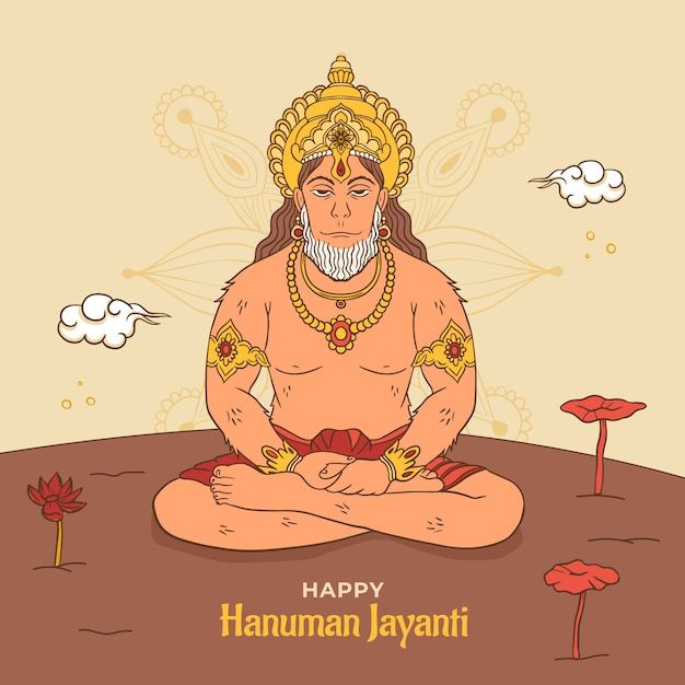 Hand drawn hanuman jayanti illustration