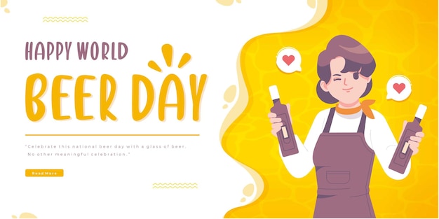 hand drawn happy beer day concept banner template