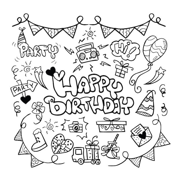 Hand drawn Happy Birthday Doodles