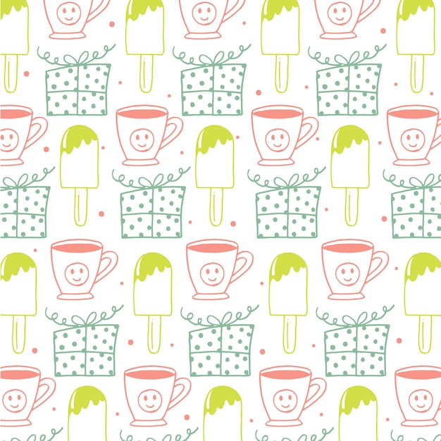 Hand Drawn Happy Birthday Pattern Background