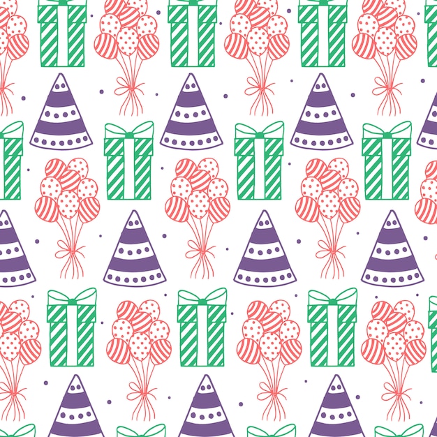 Hand Drawn Happy Birthday Pattern Background