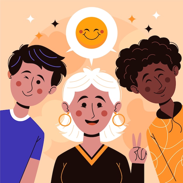 Hand drawn happy people illustration