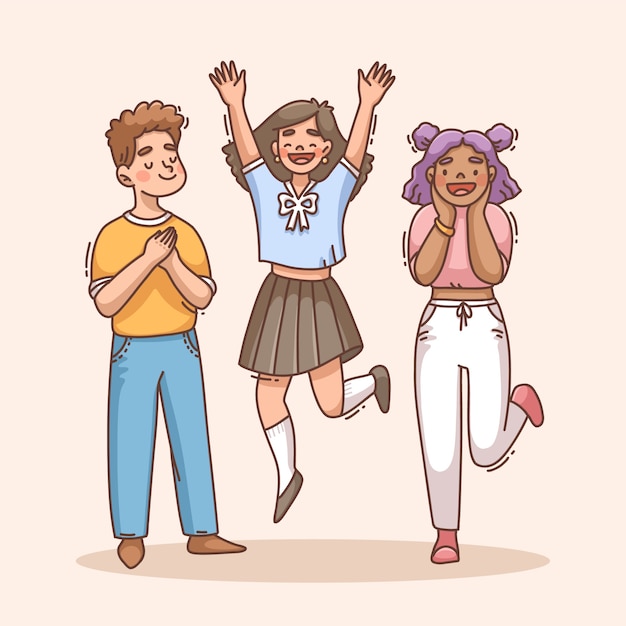 Hand drawn happy people illustration