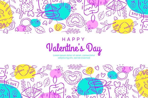 Hand drawn happy valentines day background