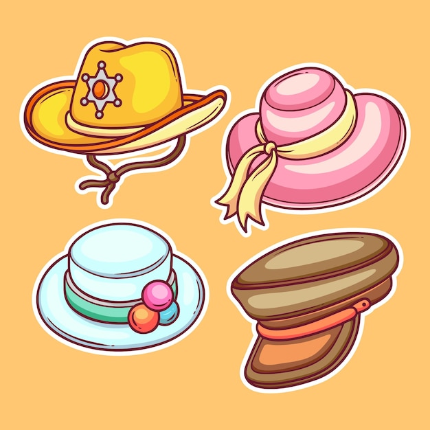 hand drawn hats set