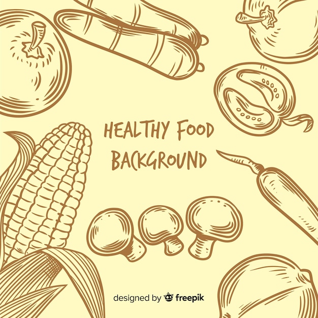 Hand drawn healthy food background