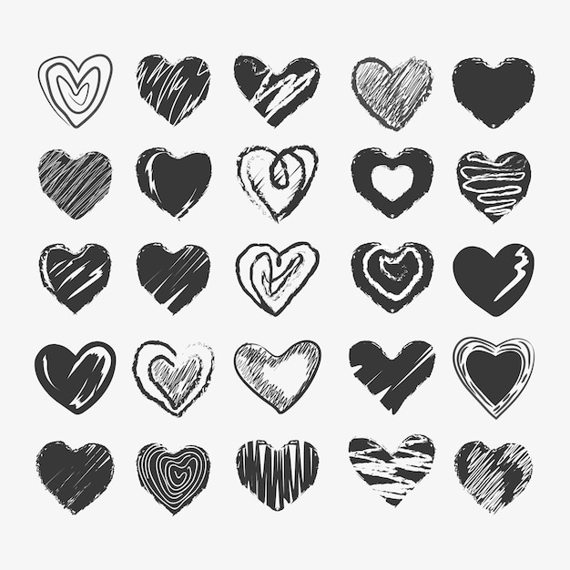 Hand drawn heart collection