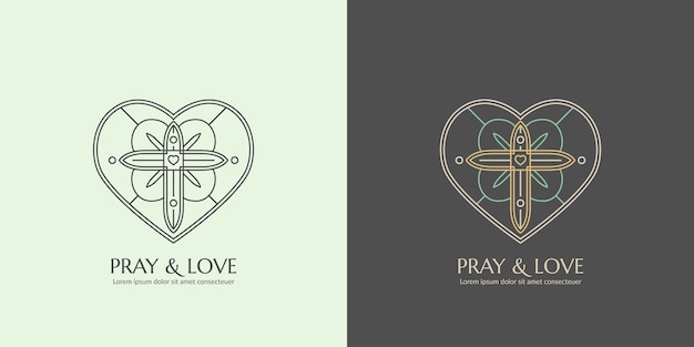 Hand drawn heart and cross logo