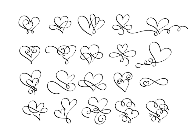 hand drawn heart decorative flourishes