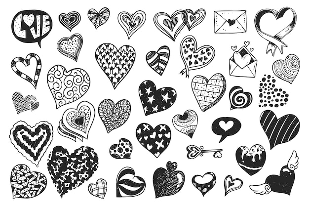 Hand Drawn Heart Icon Collection