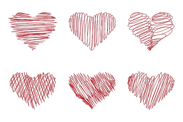 Hand drawn heart icon collection