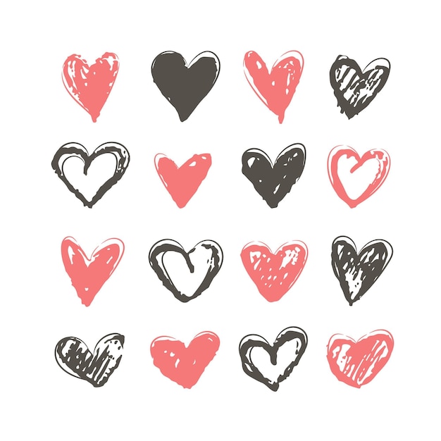 Hand drawn heart illustration collection