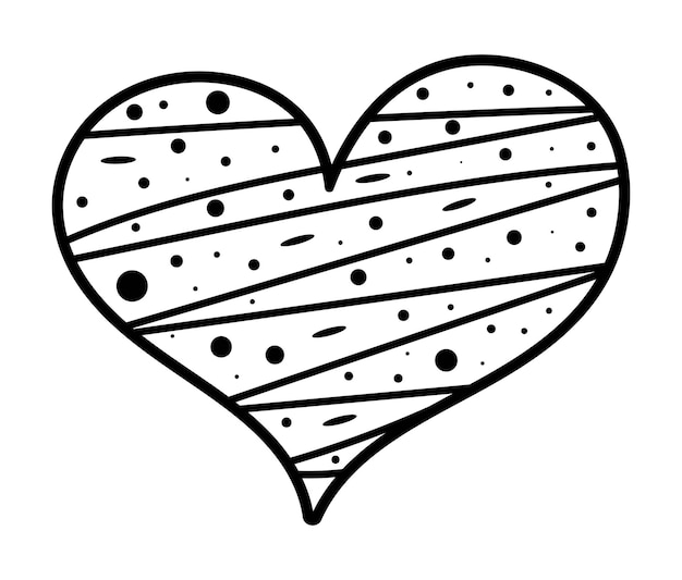 Hand drawn heart isolated on the white background in simple doodle style