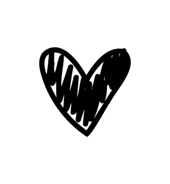 Hand drawn heart shape vector isolated on white background