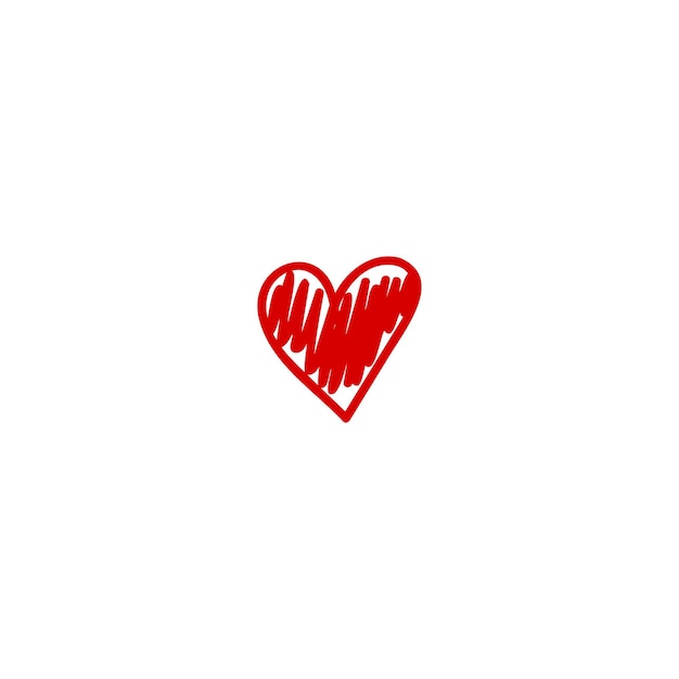 Hand drawn heart shape vector isolated on white background