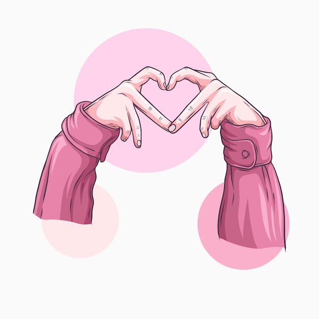 Hand drawn heart shaped hand for valentines day