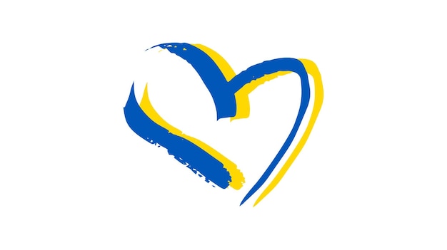 Hand drawn heart in Ukrainian colors