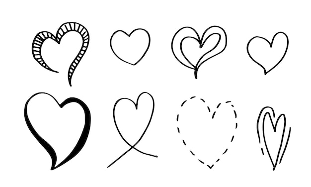 Hand drawn Heart vector collection Love symbol icon setvalentine heart symbol