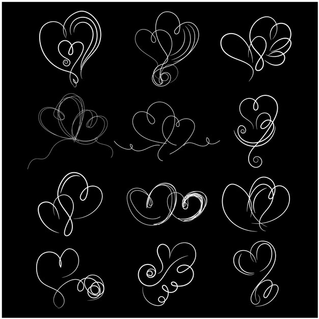 Vector hand drawn hearts border and frame